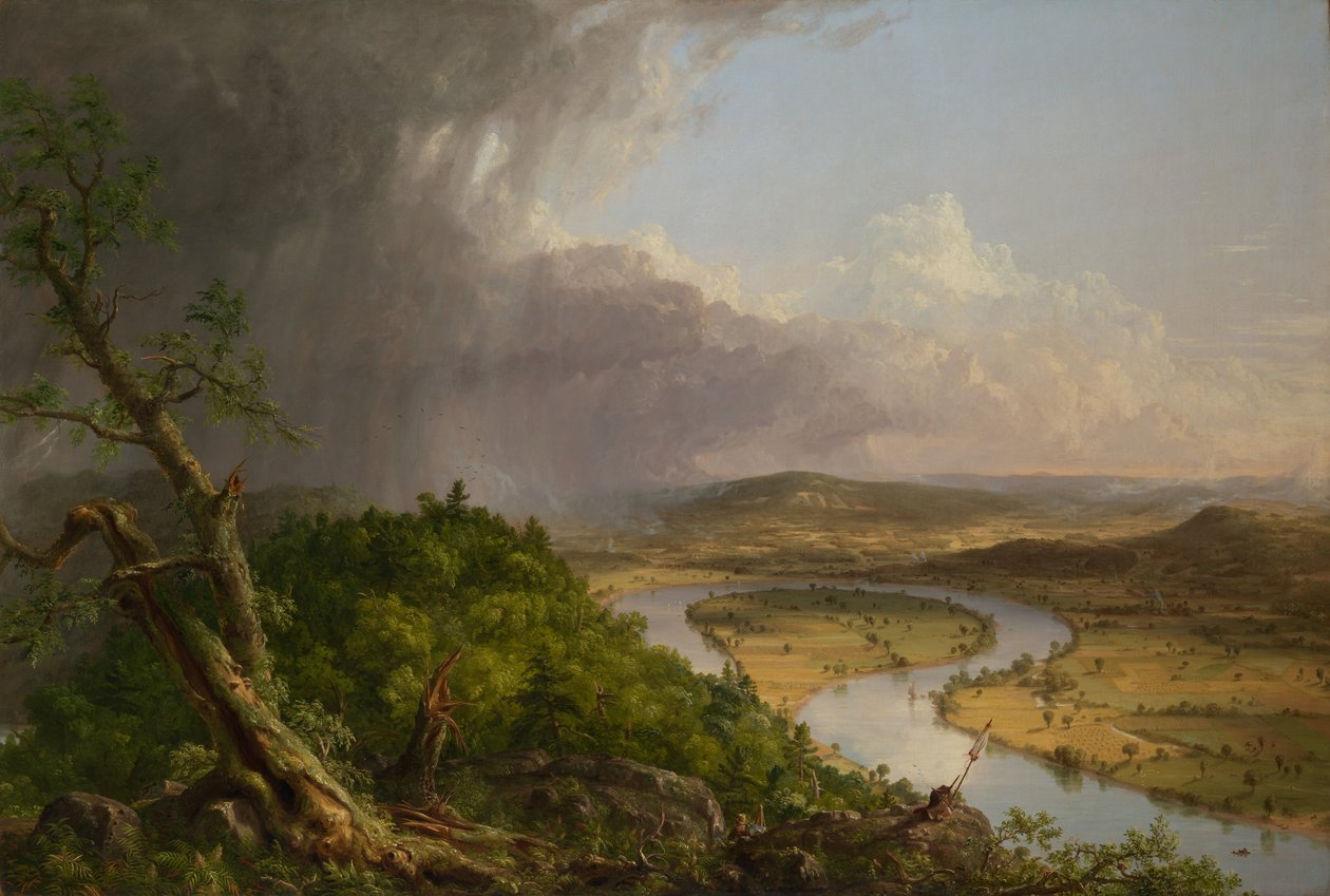 Utsikt från Mount Holyoke, Northampton, Massachusetts, efter ett åskväder - The Oxbow, 1836. av Thomas Cole