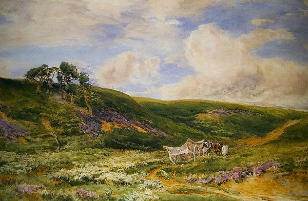 Landskap med vagn (akvarell på papper) av Thomas Collier