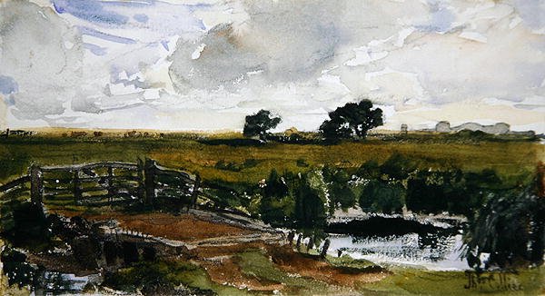 äng nära Arundel (akvarell på papper) av Thomas Collier