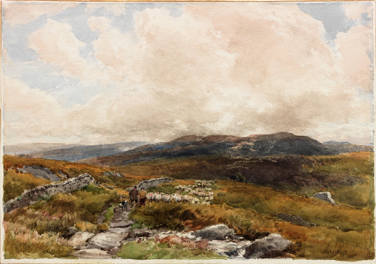 Moorland Scene (penna) av Thomas Collier