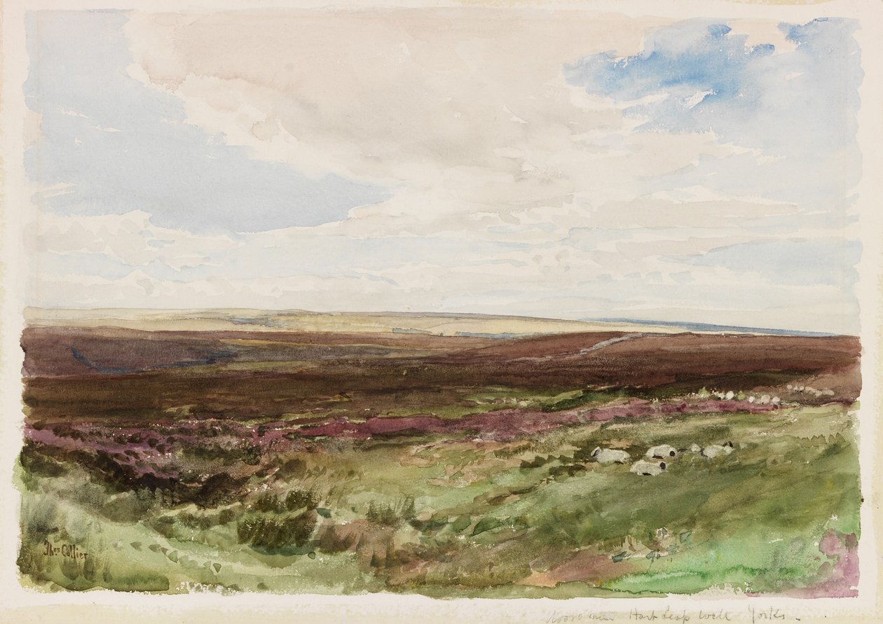 Moorland nära Hart Leap Well, Yorkshire (akvarell på papper) av Thomas Collier
