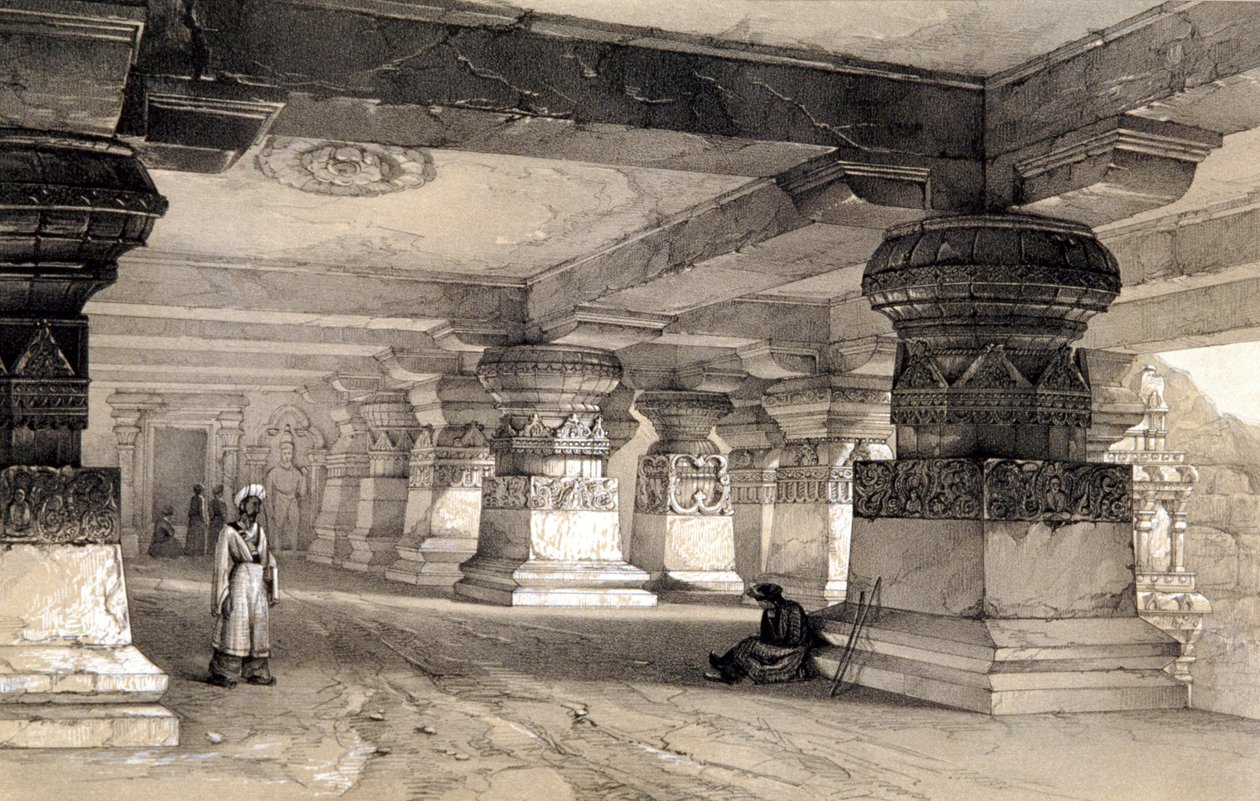 Lankas inre, Ellora, Indien, 1845 av Thomas Colman Dibdin