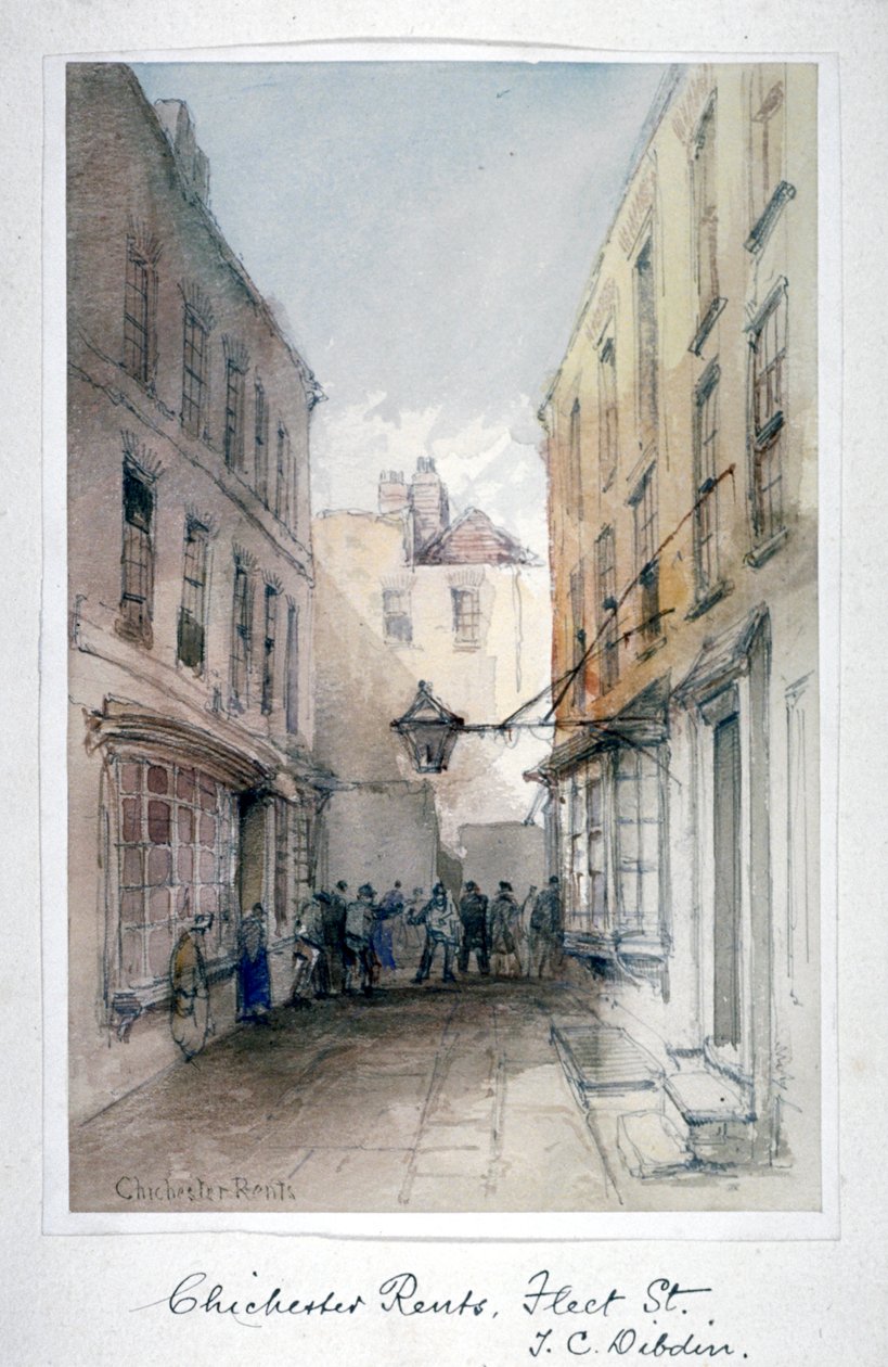 Utsikt i Chichester Rents, Fleet Street, City of London, c1850. av Thomas Colman Dibdin