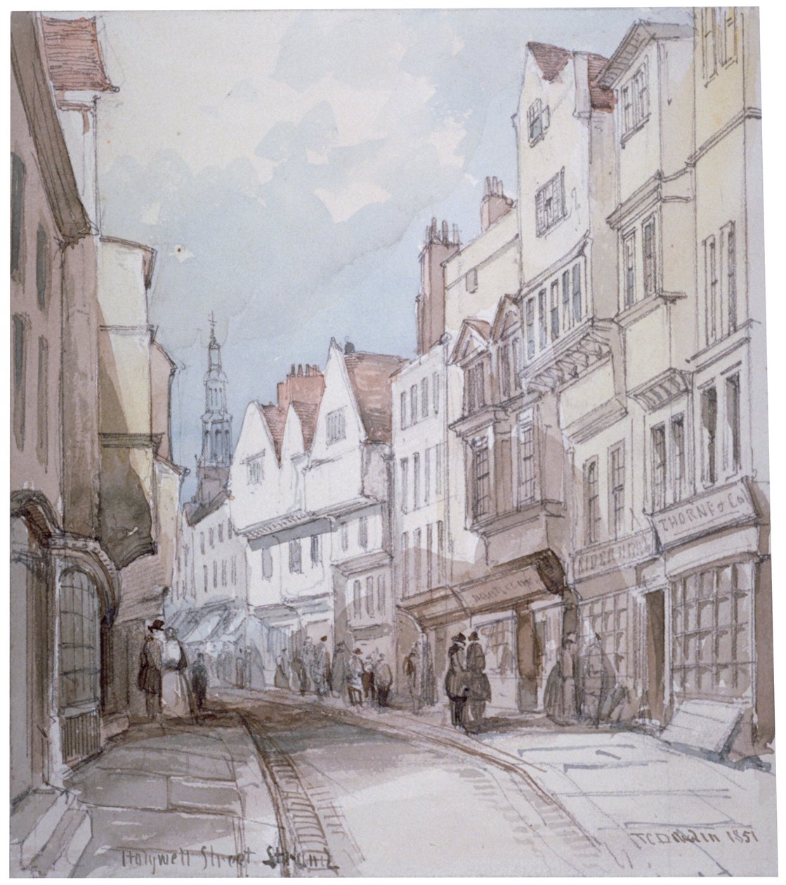 Utsikt över Holywell Street, Westminster, London, 1851. av Thomas Colman Dibdin