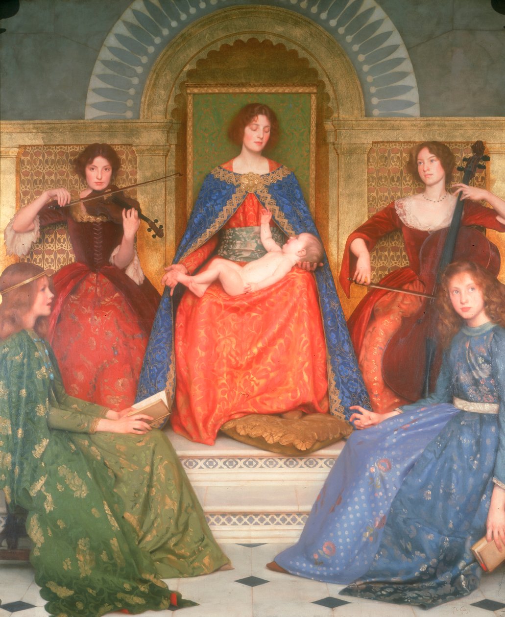 Holy Motherhood, c.1902 (olja & bladguld på duk) av Thomas Cooper Gotch
