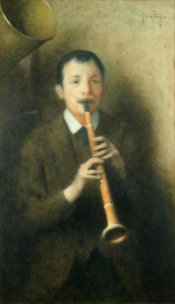 Klarinettspelaren, ca 1892 (akvarell på papper) av Thomas Cooper Gotch