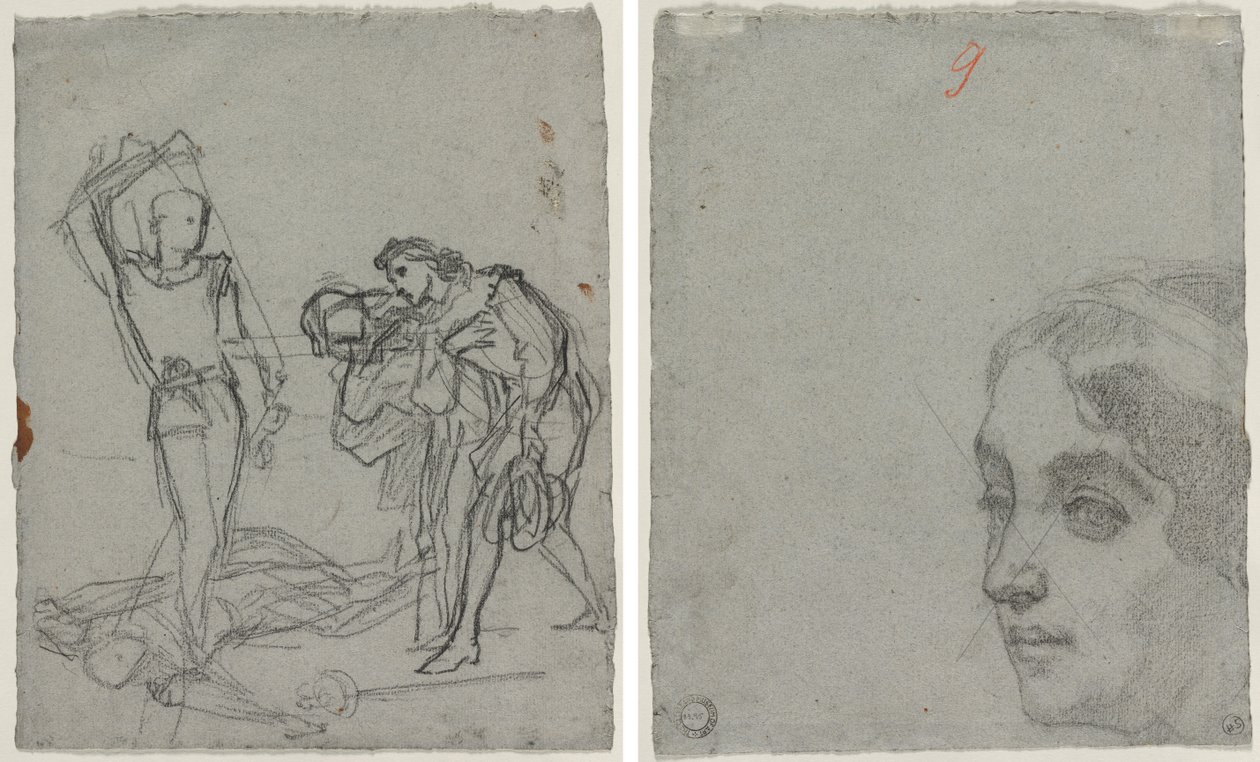 Duell efter maskeradbollen (recto); Chef för en kvinna (verso) av Thomas Couture