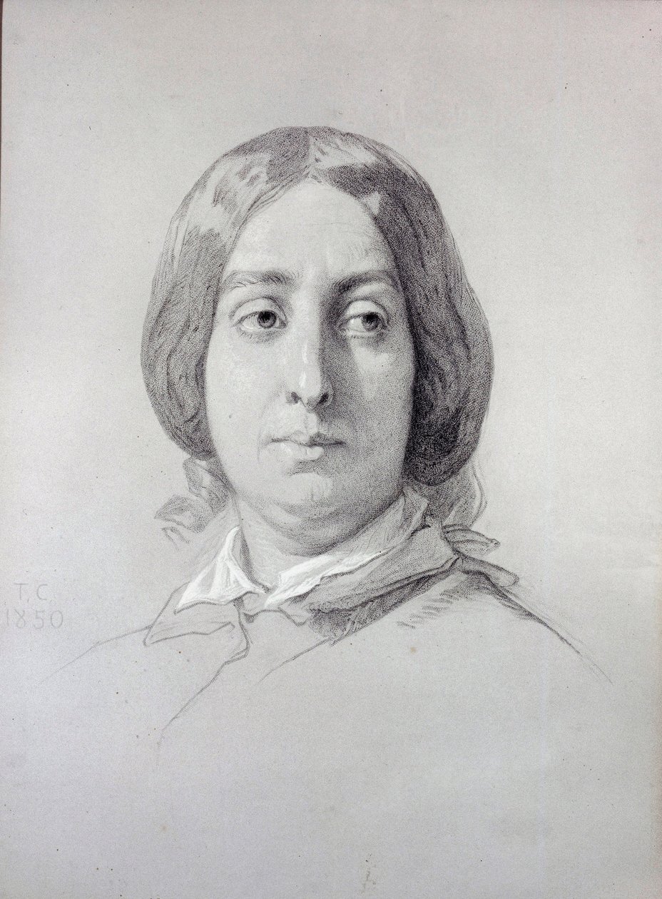 Porträtt av bokstävernas kvinna George Sand (1804-1876) Aurore Dupin, Baronne Dudevant Teckning av Thomas Couture (1815-1879) 1844 Paris, Museum of Romantic Life av Thomas Couture