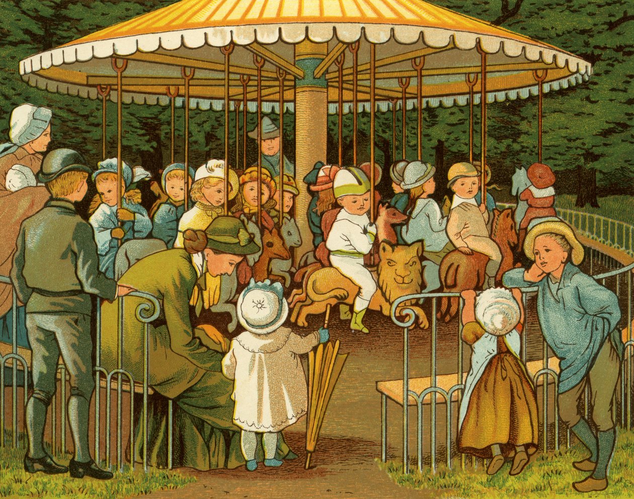 Merry go round eller karusell i Paris, Champs Elysees av Thomas Crane