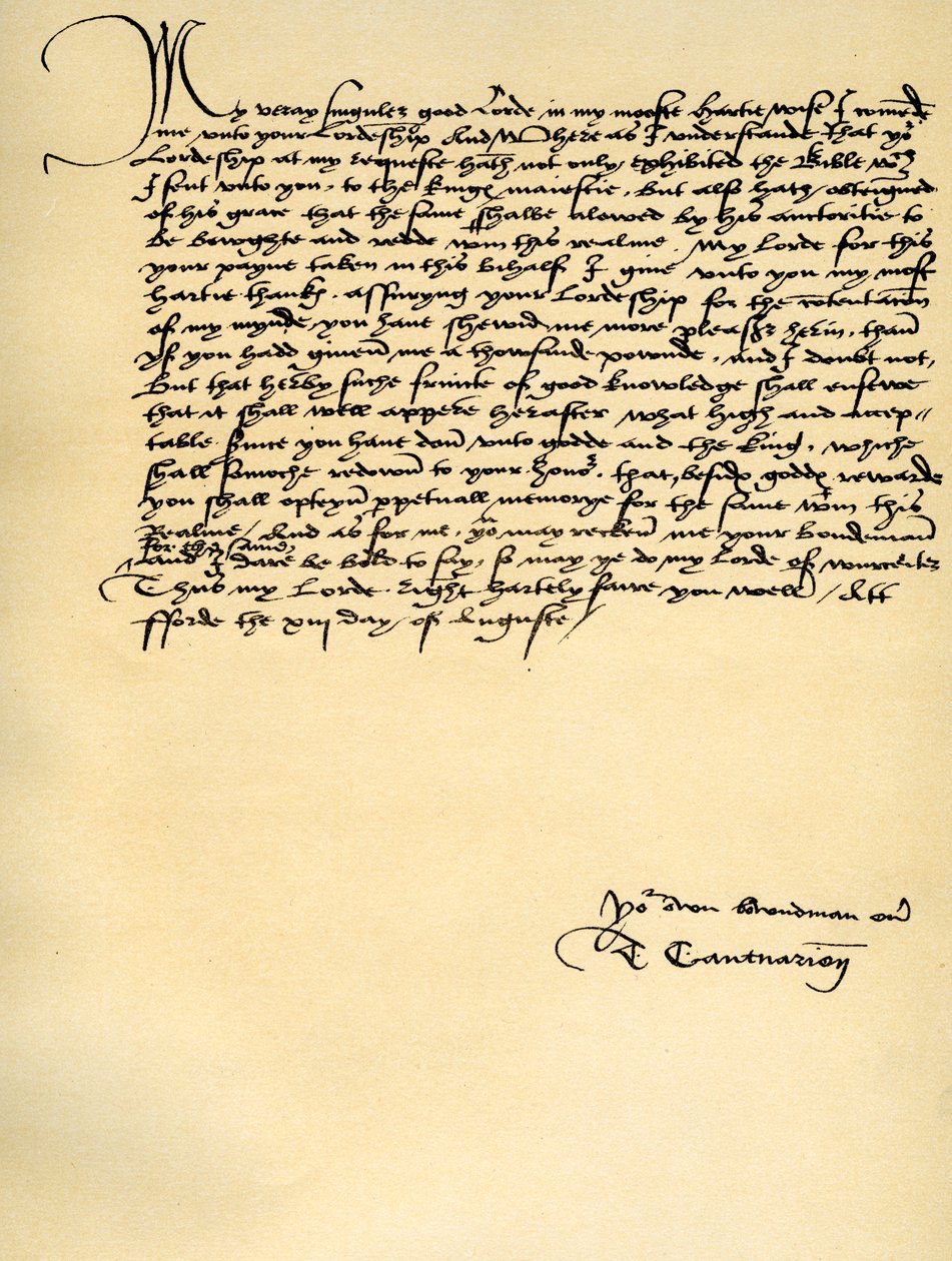 Brev från Thomas Cranmer till Thomas Cromwell, Ford, 13 augusti 1537 av Thomas Cranmer
