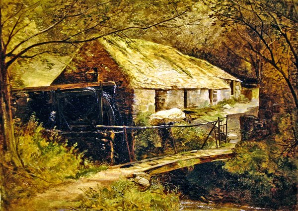 Dolgelly Mill, North Wales (olja på duk) av Thomas Creswick