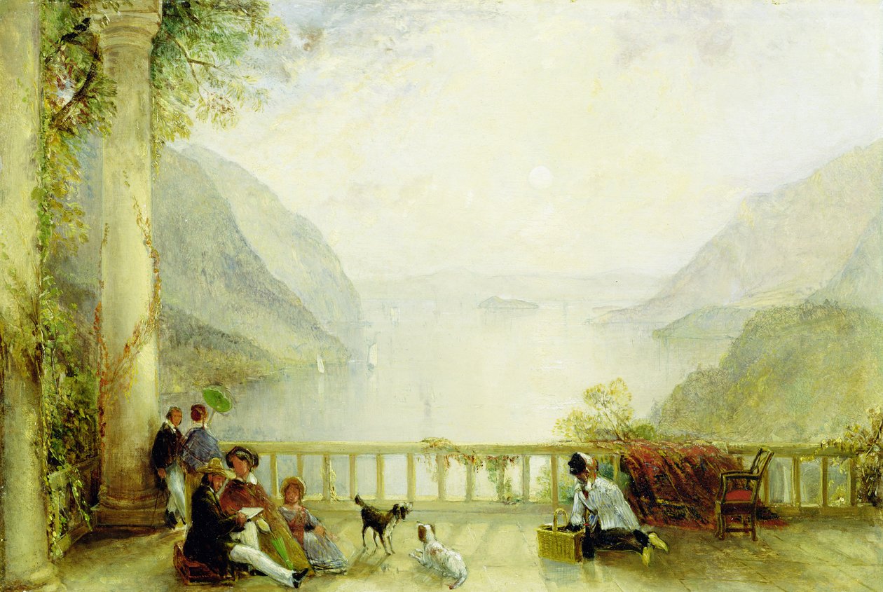Figurer på en balkong, troligen vid Westpoint, ca 1840-45 (olja på panel) av Thomas Creswick