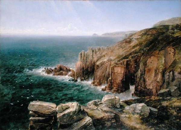 Lands End, Cornwall (olja på duk) av Thomas Creswick