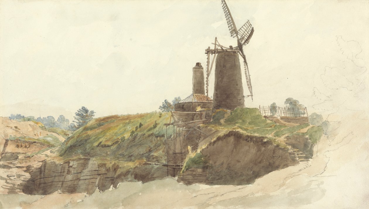 Landskap med väderkvarn av Thomas Creswick
