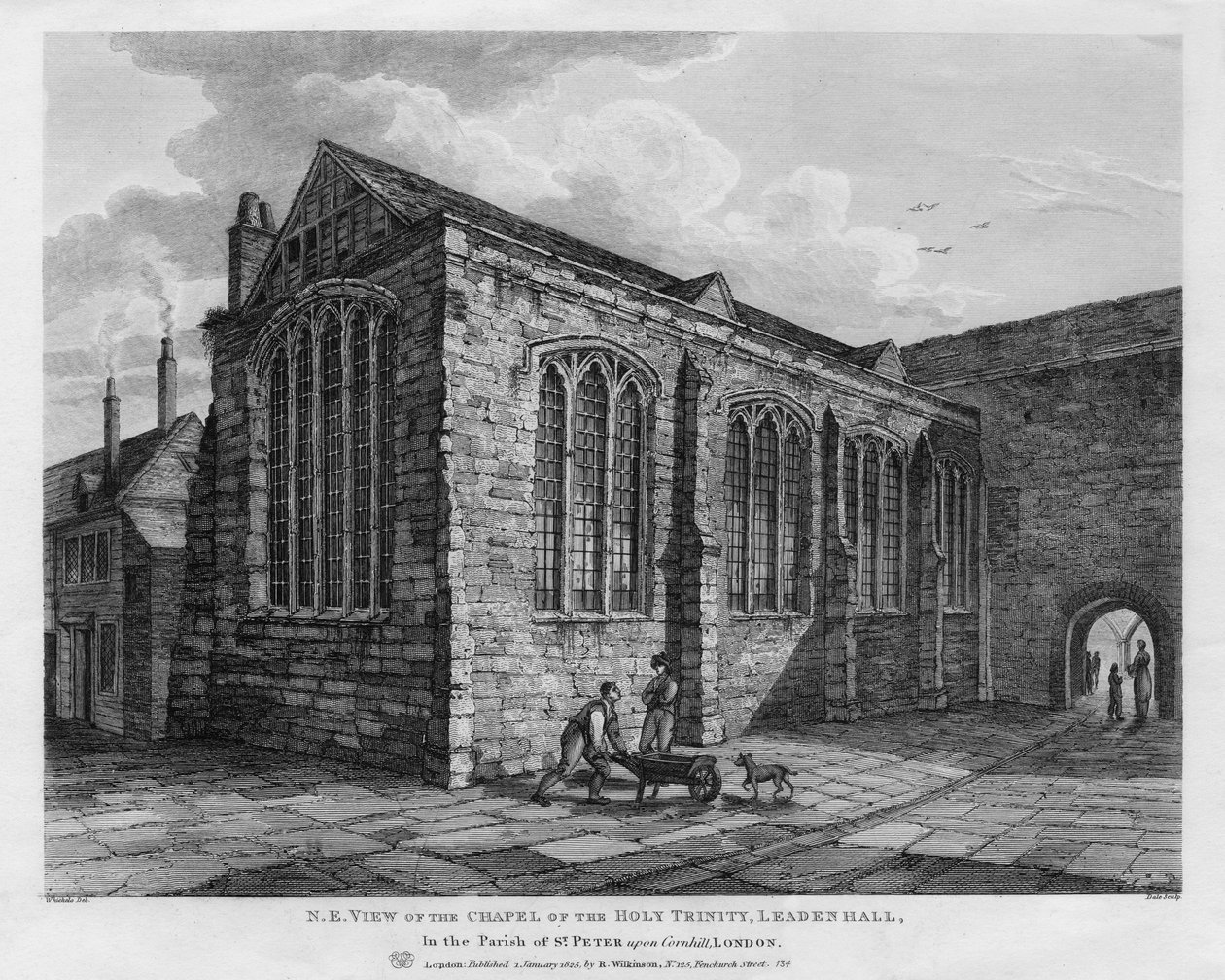 Nordostvy av Chapel of the Holy Trinity, Leadenhall, London, 1825. av Thomas Dale