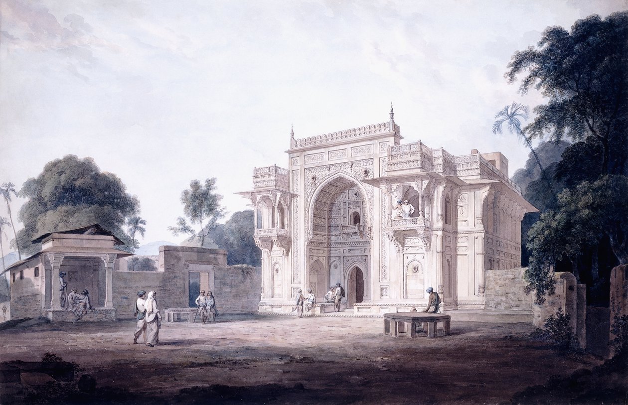 En port som leder till en moské, Chunargarh, Uttar Pradesh, S. 1789-90 av Thomas Daniell