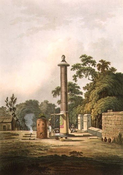 En hindoisk plats för tillbedjan, graverade av Joseph Constantine Stadler (fl. 1780-1812) pub. av Edward Orme (1774-c. 1820) c. 1803 (lito) av Thomas Daniell