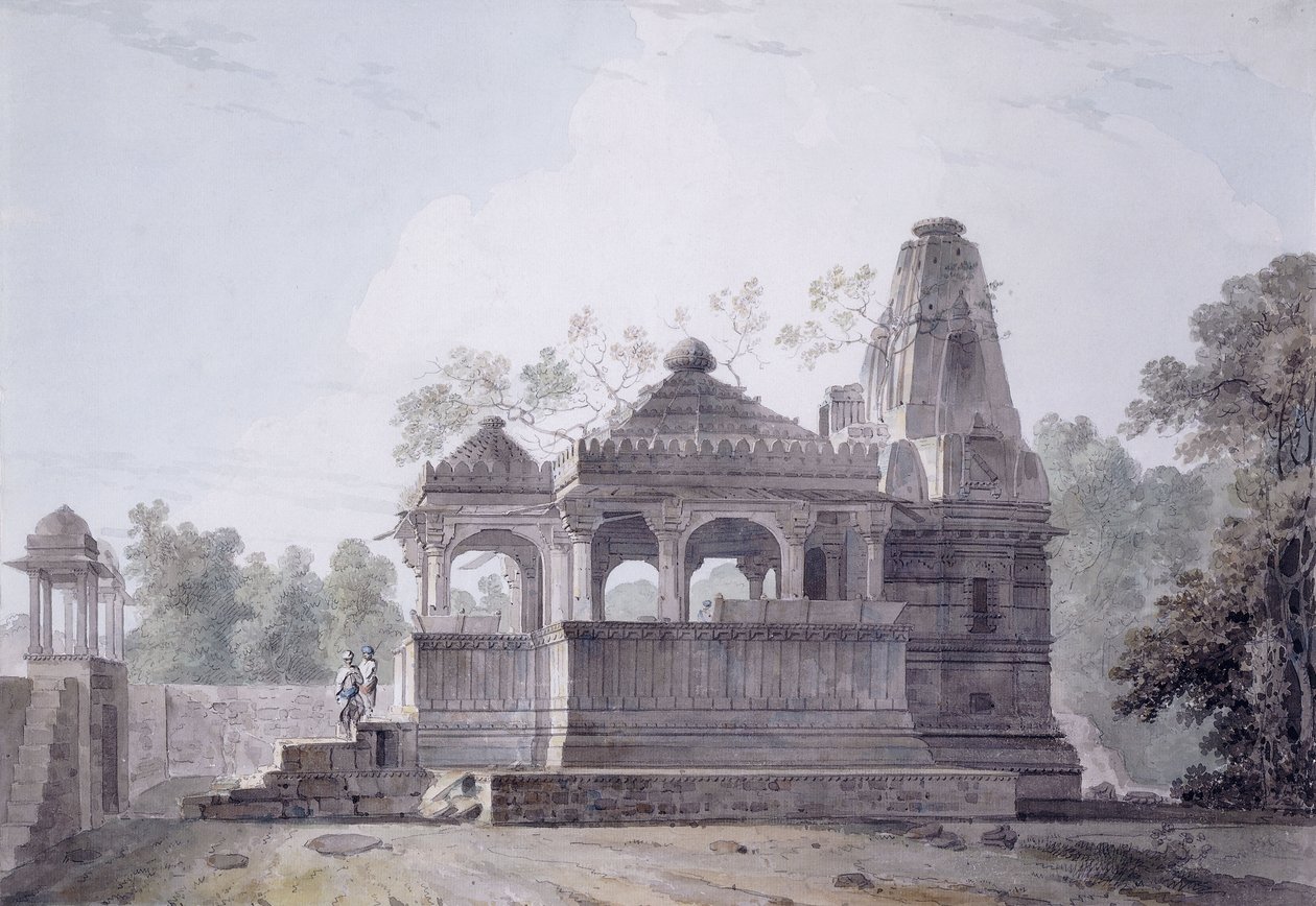 Ett hinduiskt tempel i fortet Rohtas, Bihar, av Thomas Daniell