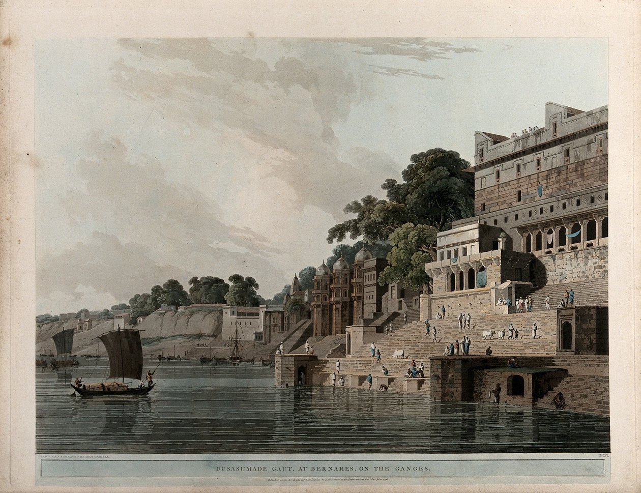 Dusasumade Gaut, vid Benares av Thomas Daniell