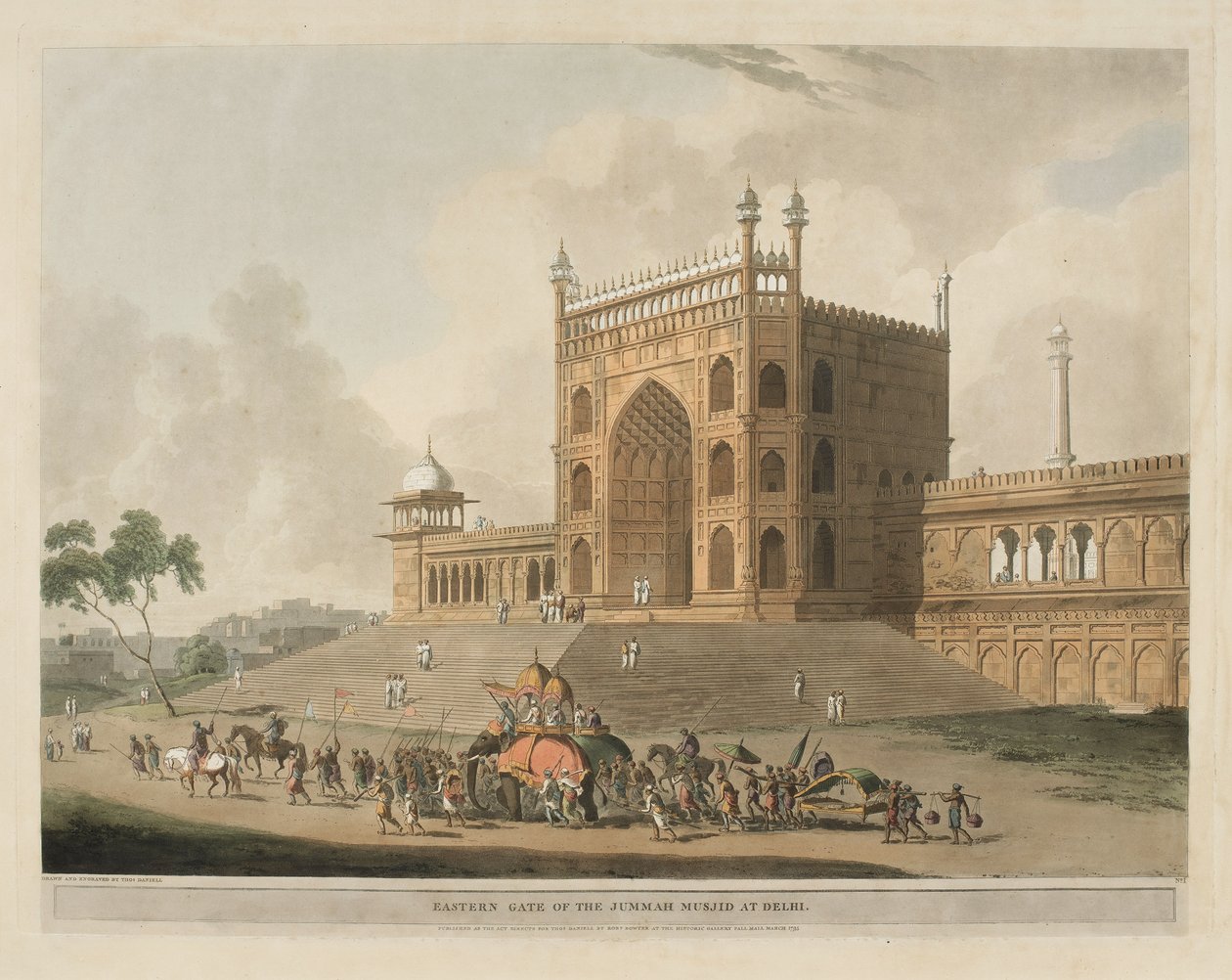 Östra porten till Jummah Musjid i Delhi av Thomas Daniell