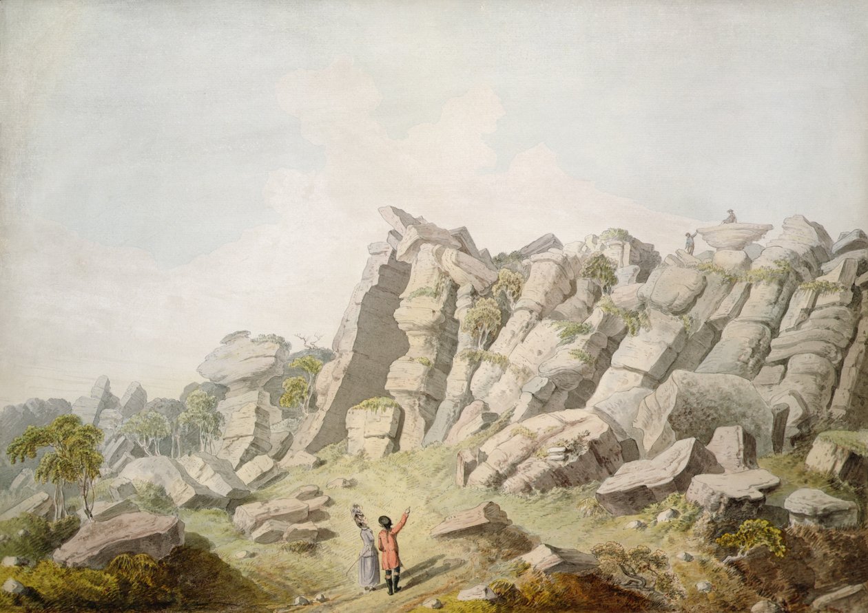 Figurer på Brimham Crags (akvarell på papper) av Thomas Daniell