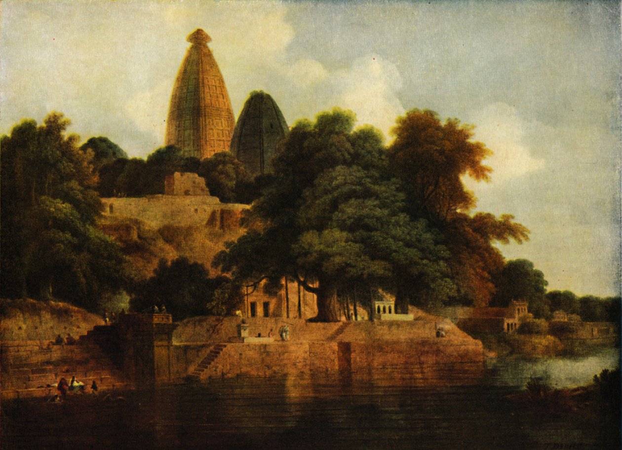 Hindutemplet i Bindrabund på Jumna, 1797, 1922. av Thomas Daniell