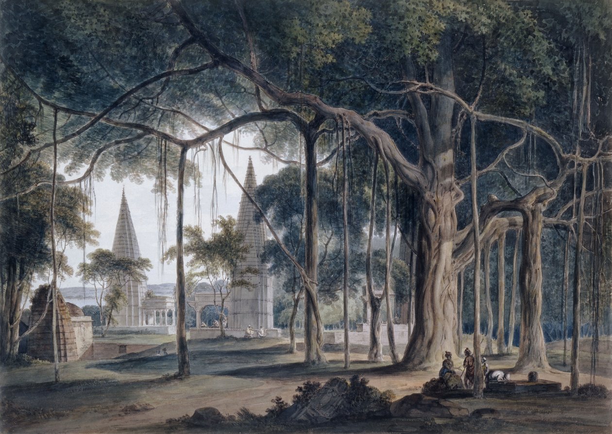 Hinduiska tempel i Aghori, Uttar Pradesh, av Thomas Daniell