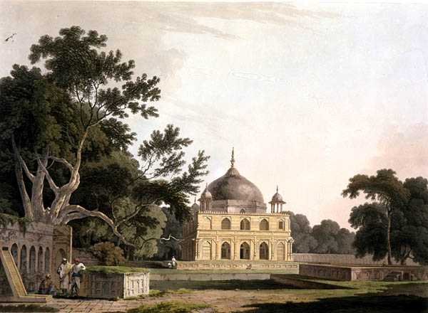 Mausoleum of Sultan Chusero, nära Allahabad, från "Oriental Scenery: Twenty Four Views in Hindoostan" av Thomas Daniell