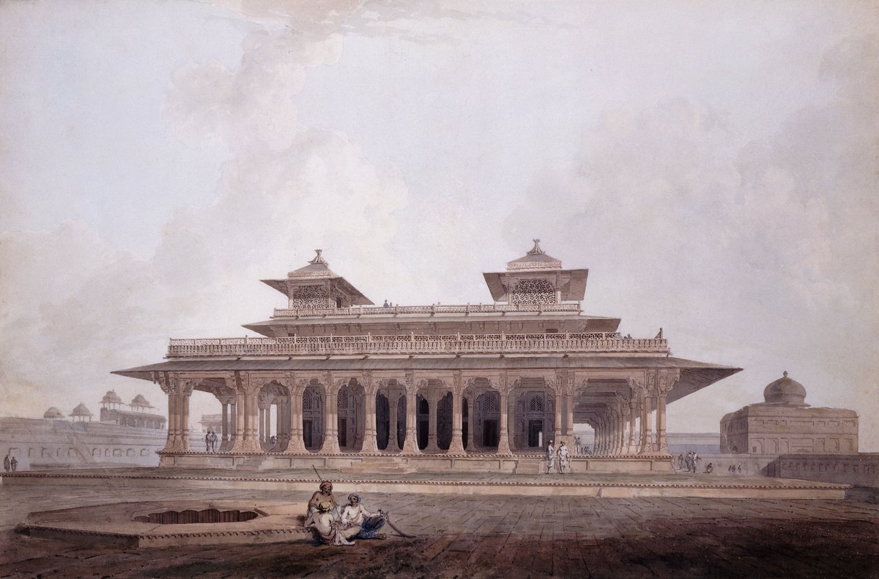 En del av palatset i fortet i Allahabad, av Thomas Daniell