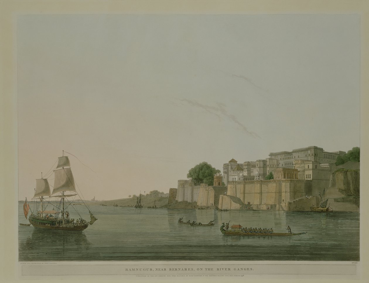 Ramnurgur, nära Benares vid floden Ganges, 1796 av Thomas Daniell