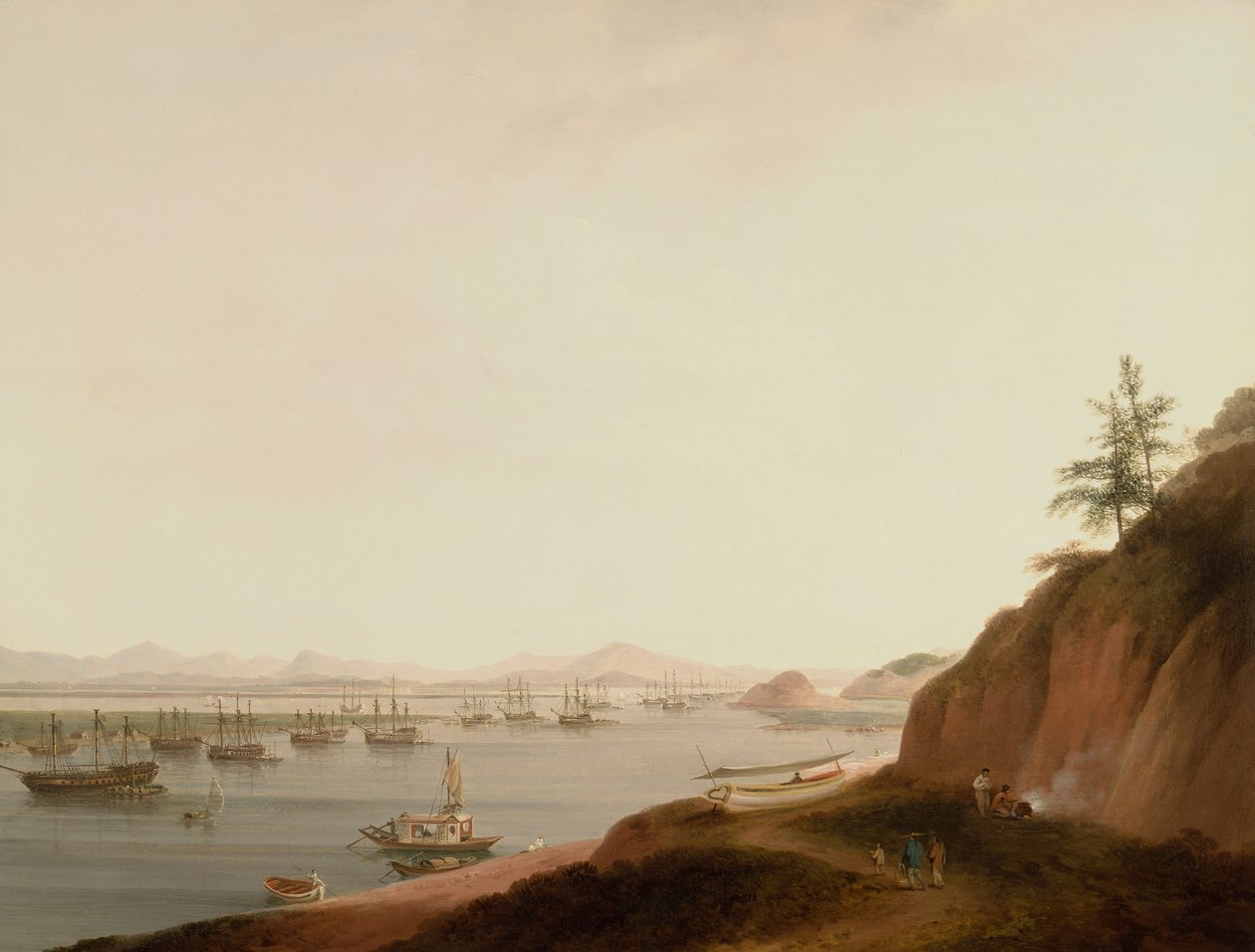 Frakt på floden Whampoa (olja på duk) av Thomas Daniell