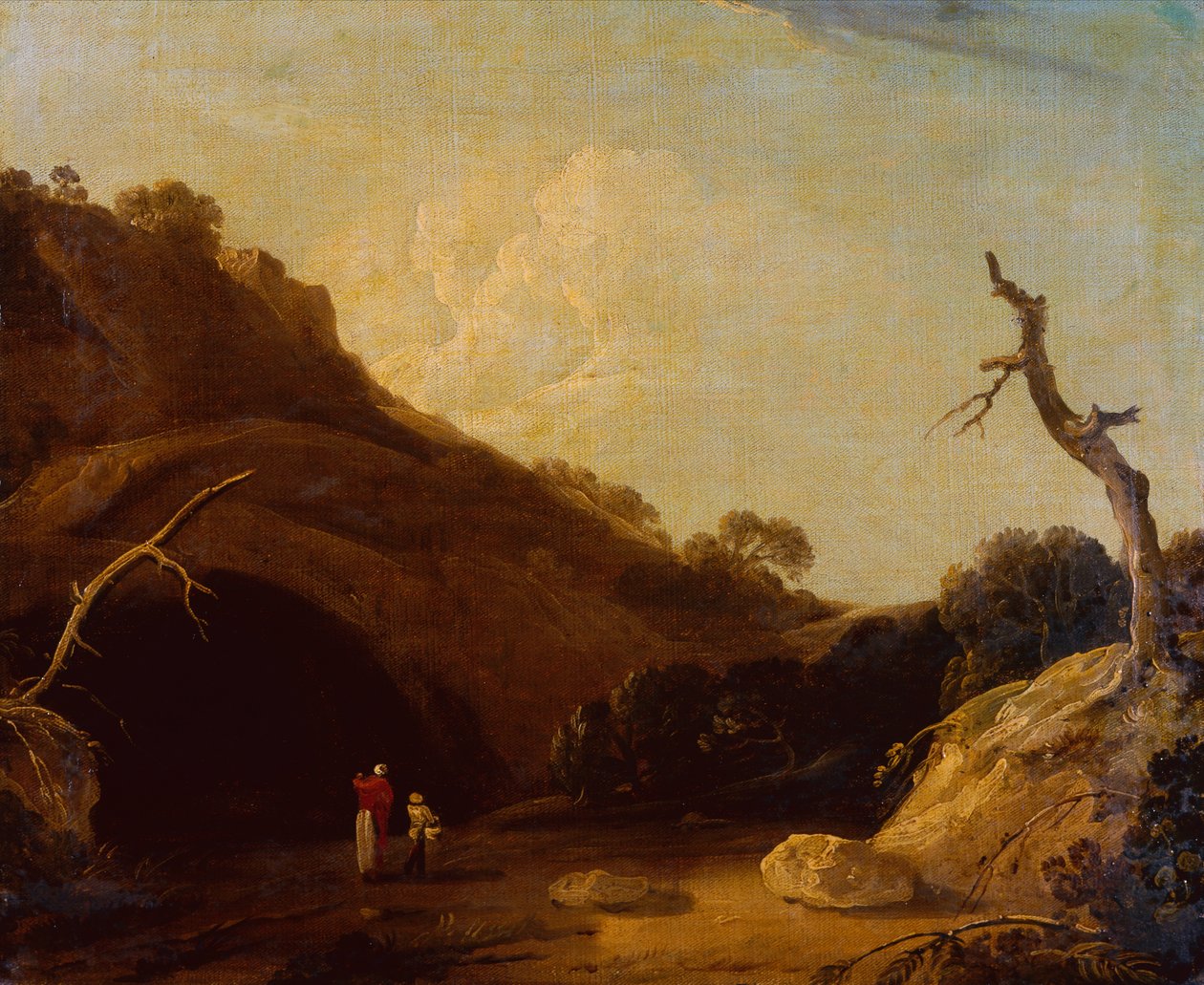 Ingången till en grotta nära Gyah (olja på duk) av Thomas Daniell