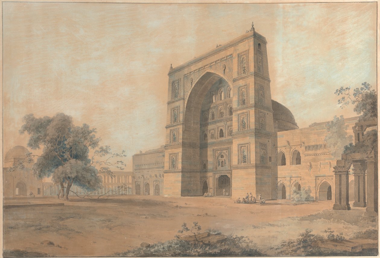 Moskén i Juanpore byggd av Sultan Hussain Sherki | Taget i december 1789 av Thomas Daniell