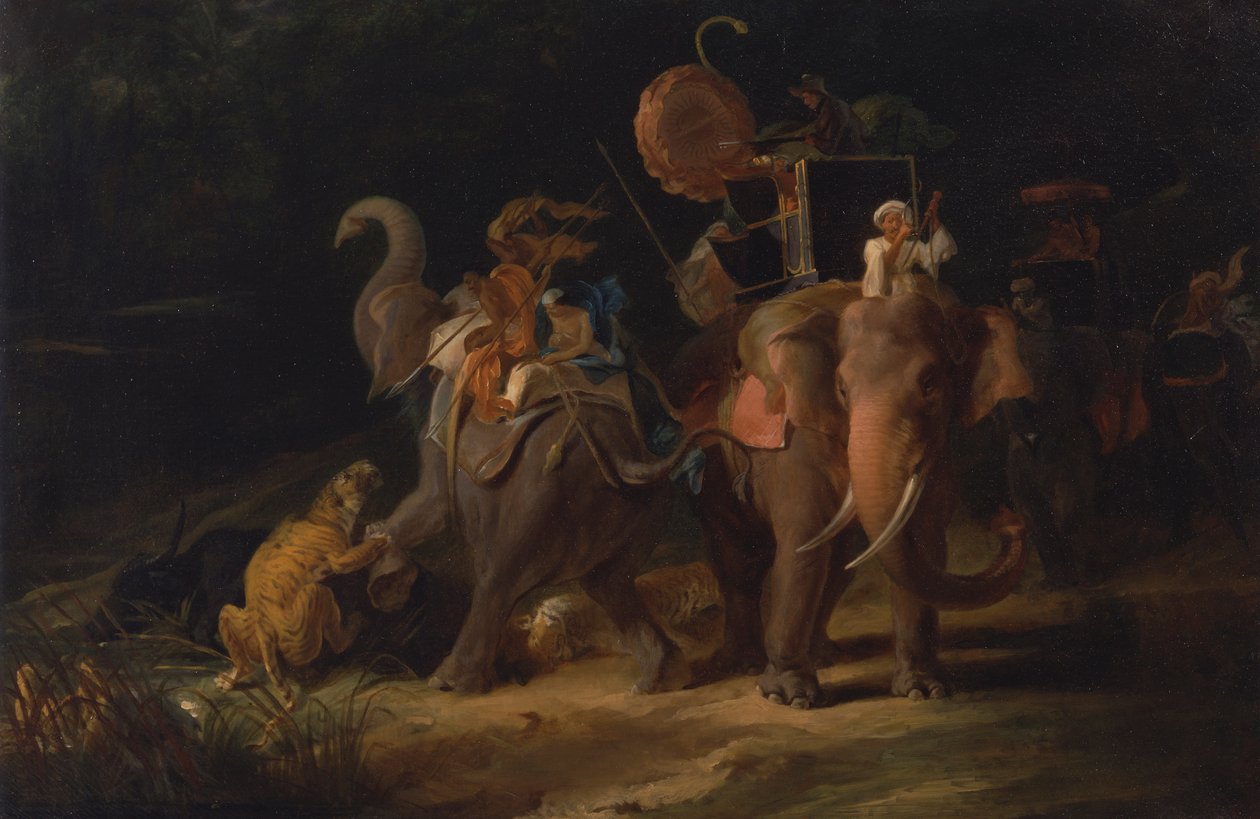 Tigerjakt i Ostindien [1798, Royal Academy of Arts, London, utställningskatalog] av Thomas Daniell