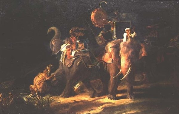 Tigerjakt i Ostindien av Thomas Daniell