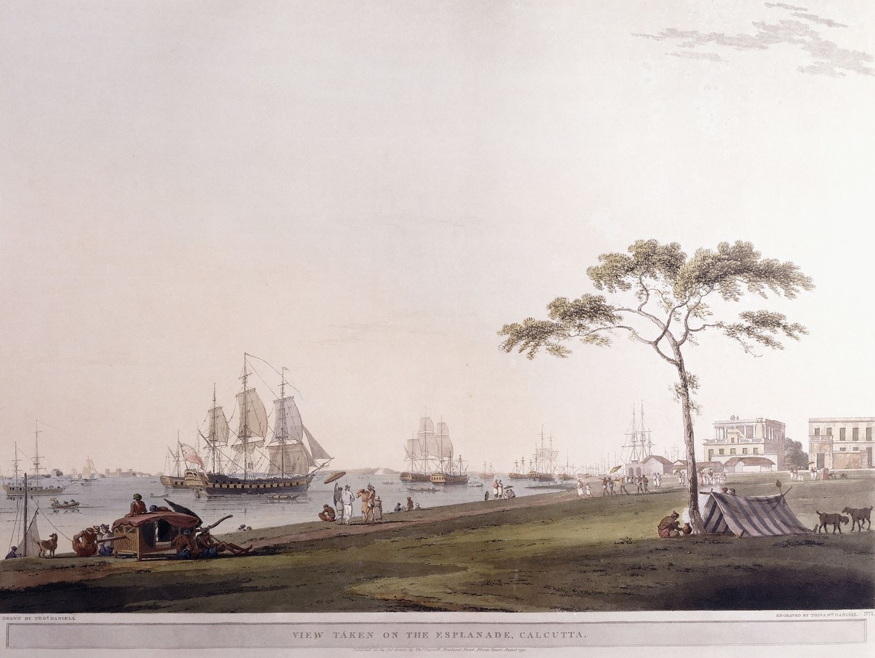 Utsikt tagen på Esplanaden, Calcutta, 1797 av Thomas Daniell