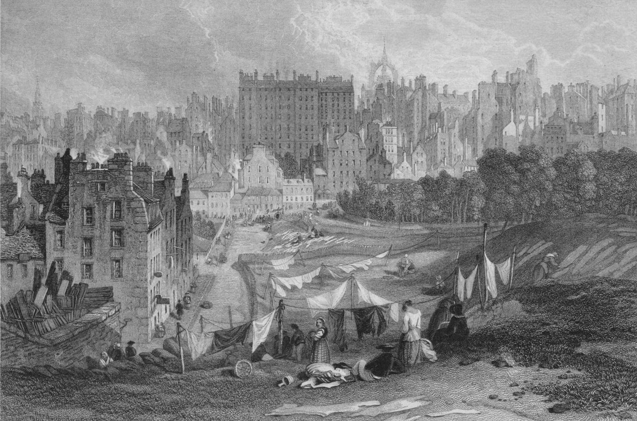 Edinburgh Old Town från Princes Street, 1841 av Thomas Dobbie