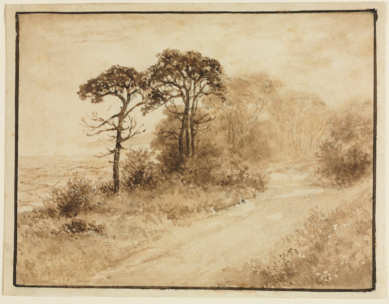 Landskap med slingrande väg, 1833. av Thomas Doughty