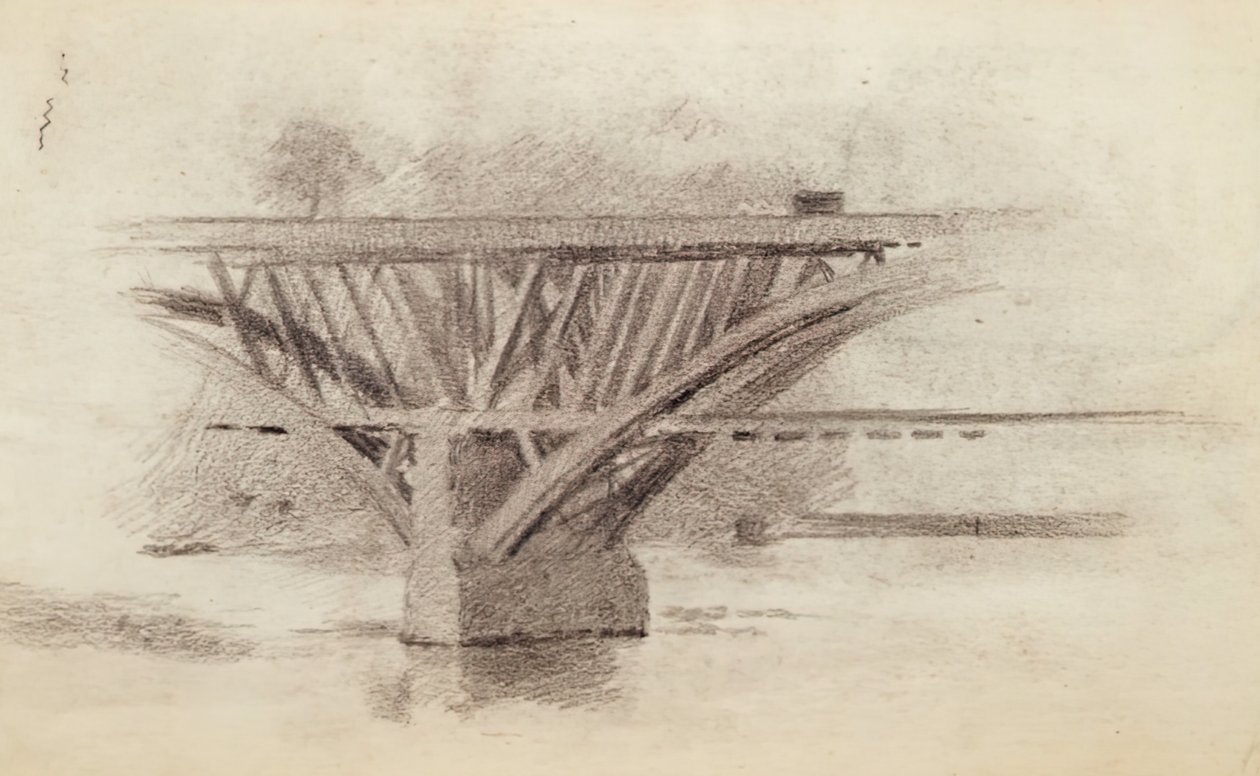 Ritning av Girard Avenue BridgeVerso Sketch Of An Oar, ca. 1871. av Thomas Eakins