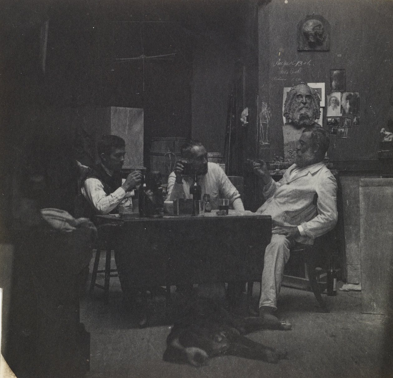 [Samuel Murray, Thomas Eakins och William O’Donovan i Eakins ateljé på Chestnut Street] av Thomas Eakins