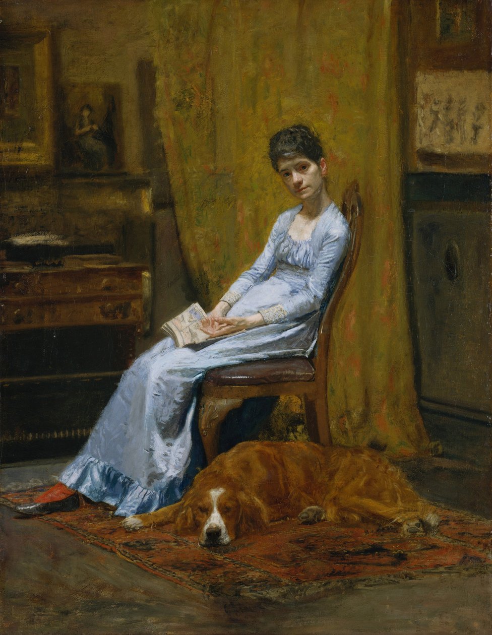 Konstnärernas fru och hans setterhund, c.1884-89 av Thomas Eakins