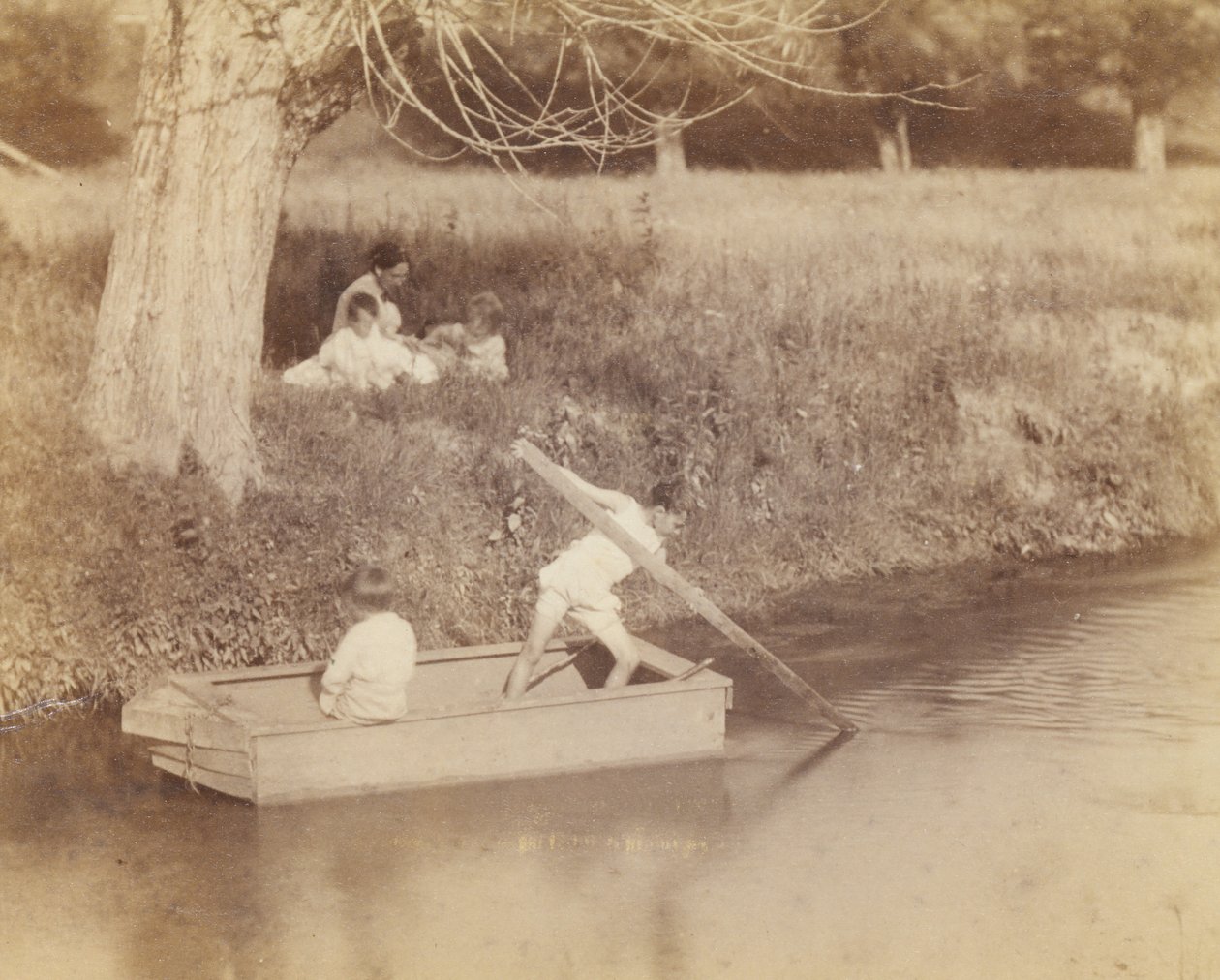 Two Boys Playing at the Creek, 4 juli 1883, 1883. av Thomas Eakins