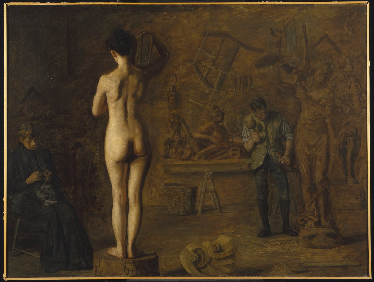 William Rush hugger sin allegoriska figur av floden Schuylkill av Thomas Eakins