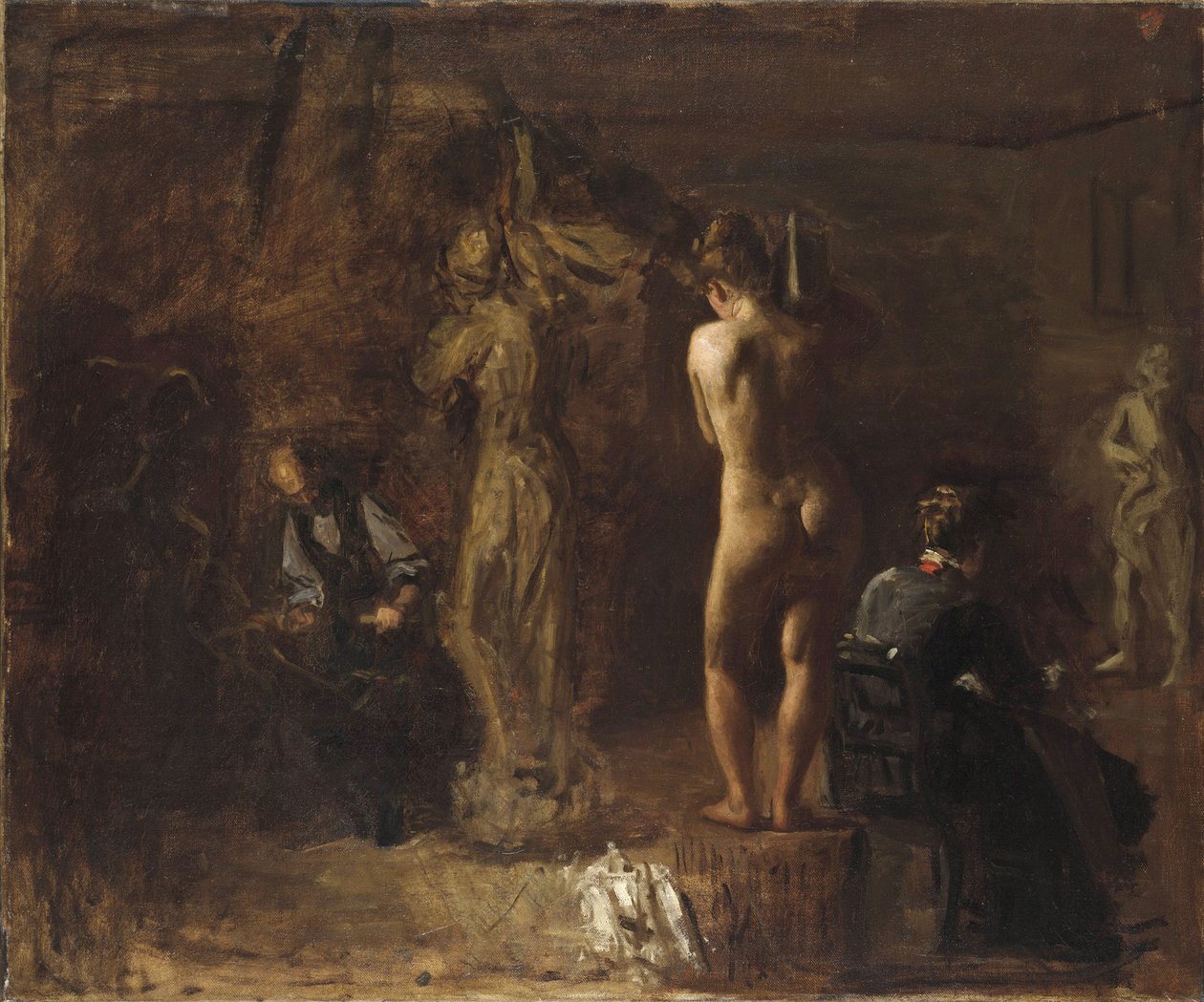 William Rush Carving His Allegorical Figure of the Schuylkill River, 1876 (olja på duk monterad på kompositionstavlan) av Thomas Eakins