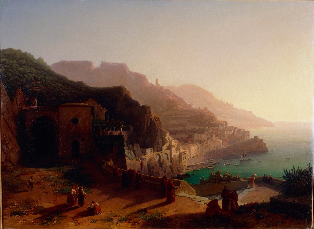Utsikt över Amalfi och Amalfikusten (olja på duk) av Thomas Ender
