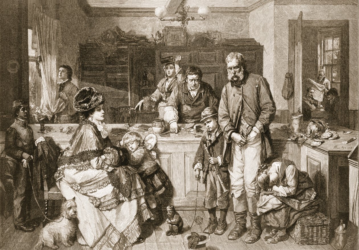 Från hand till mun - Han var en av de få som inte skulle tigga, pub. 1879. av Thomas Faed