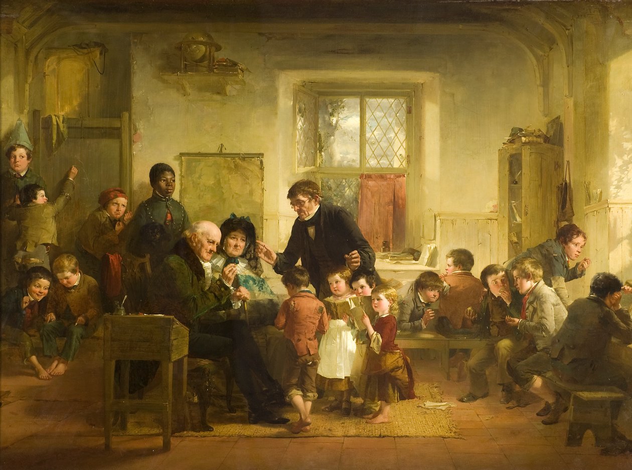 Patronens och beskyddarens besök i byskolan av Thomas Faed