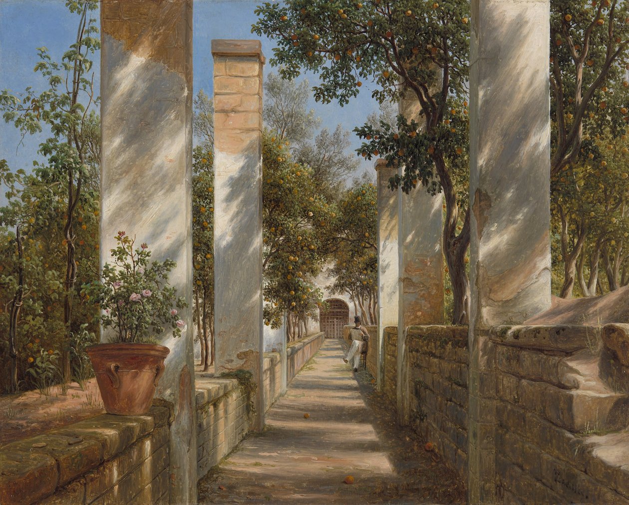 Pergola med apelsiner, ca 1834 (olja på papper monterad på duk) av Thomas Fearnley