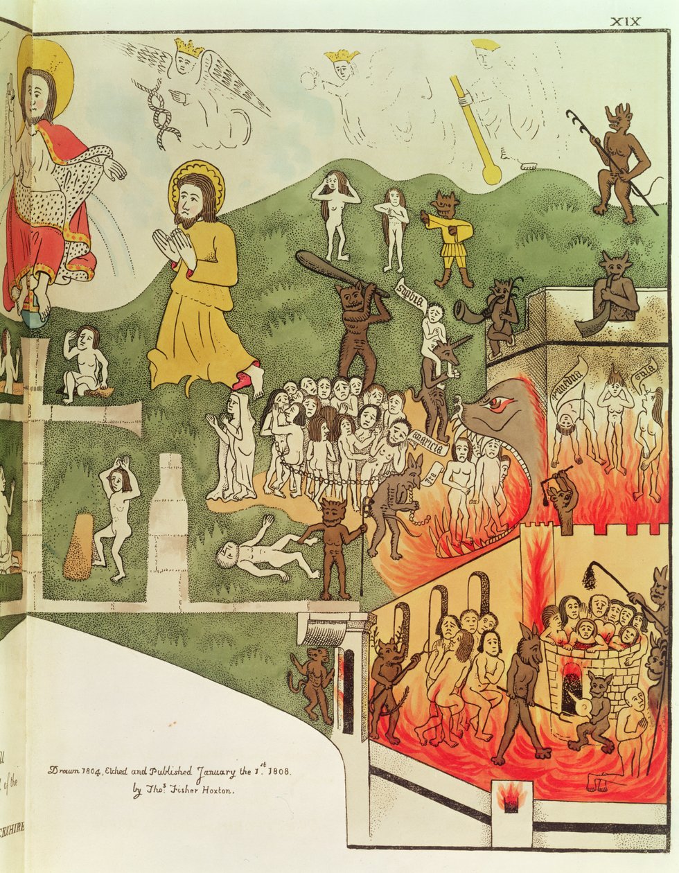 The Last Judgement, efter en originalmålning i Chapel of the Trinity i Stratford Upon Avon, Warwickshire av Thomas Fisher Hoxton