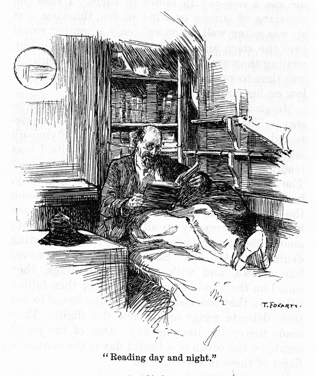 Porträtt av kapten Joshua Slocum (1844-1909) som genomförde den första världsturnén för segling 1895. Teckning av Thomas Fogarty (1873-1938) 1900-talet av Thomas Fogarty